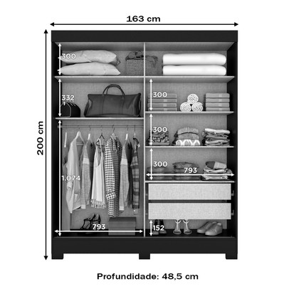 Guarda-Roupa Casal 2 Portas de Correr 2 Gavetas Flex Branco/Rosa Chá B66 - Briz