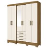 Guarda-Roupa Casal 6 Portas 3 Gavetas Nature/Off White B23 - Briz