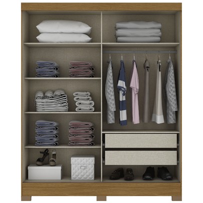 Guarda-Roupa Casal 2 Portas 2 Gavetas Nature/Off White B74 - Briz
