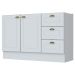 Balcão de Cozinha para Pia 120 Cm Americana 2 Portas 3 Gavetas 100% Mdf Branco Hp - Henn