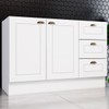 Balcão de Cozinha para Pia 120 Cm Americana 2 Portas 3 Gavetas 100% Mdf Branco Hp - Henn