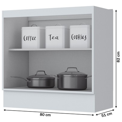Armário de Cozinha 80 Cm Americana 2 Portas 100% Mdf Branco Hp C355 - Henn