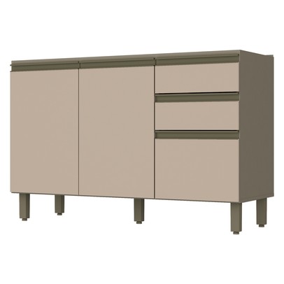Balcão de Cozinha para Pia 120 Cm Connect 3 Portas 2 Gavetas 100% Mdf Duna/Cristal - Henn
