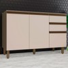 Balcão de Cozinha para Pia 120 Cm Connect 3 Portas 2 Gavetas 100% Mdf Duna/Cristal - Henn