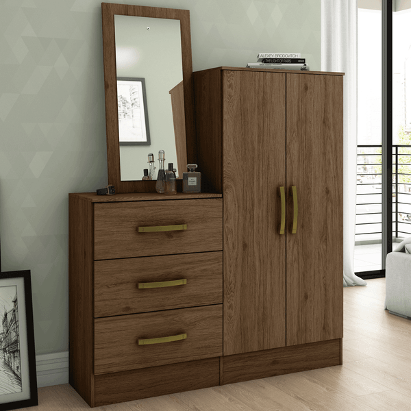 Cômoda Sapateira 2 Portas 3 Gavetas Castanho Hp B700 - Henn