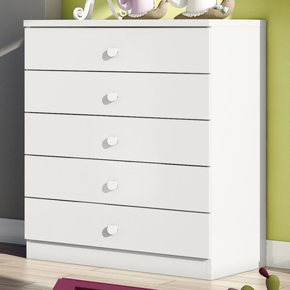Cômoda de Bebê Bala de Menta 5 Gavetas Branco - Henn