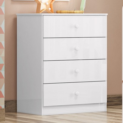 Cômoda Infantil Labirinto 4 Gavetas Branco - Henn
