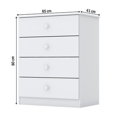 Cômoda Infantil Labirinto 4 Gavetas Branco - Henn