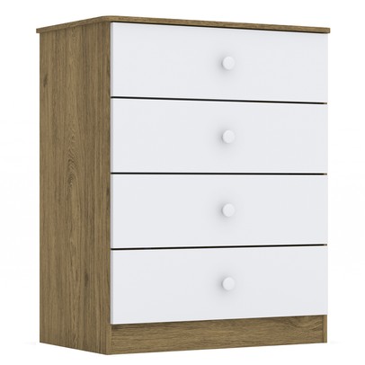 Cômoda Infantil Labirinto 4 Gavetas Branco/Marrom - Henn