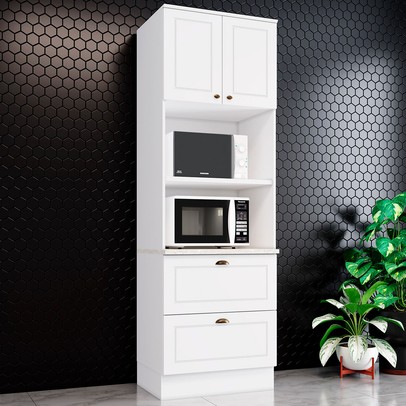 Torre Quente Americana 2 Portas 2 Gavetas 100% Mdf Branco Hp C351 - Henn