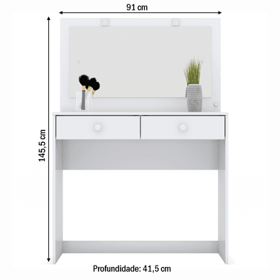 Penteadeira Daila 2 Gavetas Branco - Henn