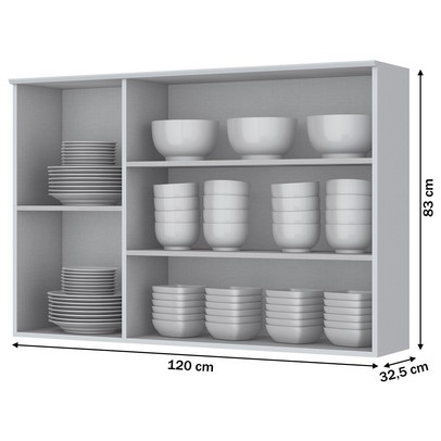 Armário Aéreo Cozinha 120 Cm Americana 3 Portas 100% Mdf Branco Hp C352 - Henn