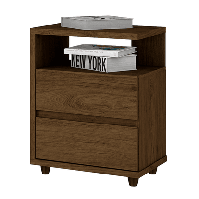 Mesa de Cabeceira Campeche 2 Gavetas Castanho Hp - Henn