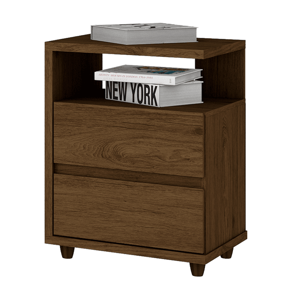 Mesa de Cabeceira Campeche 2 Gavetas Castanho Hp - Henn