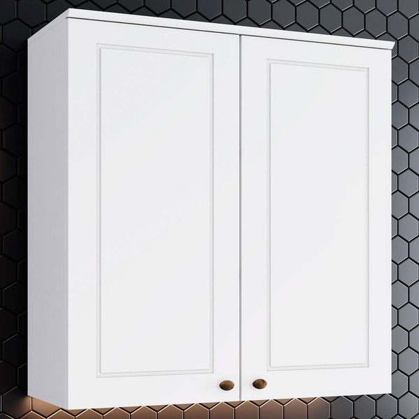 Armário Aéreo Cozinha 80 Cm Americana 2 Portas 100% Mdf Branco Hp - Henn
