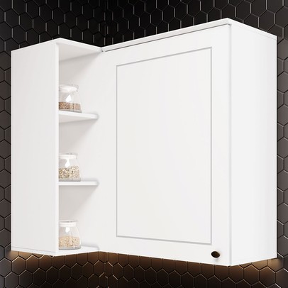 Armário Aéreo Cozinha 83 Cm Americana 1 Porta 100% Mdf Branco Hp C359 - Henn