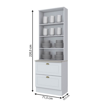Cristaleira Americana 2 Portas 2 Gavetas 100% Mdf Branco Hp - Henn