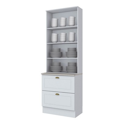 Cristaleira Americana 2 Portas 2 Gavetas 100% Mdf Branco Hp - Henn