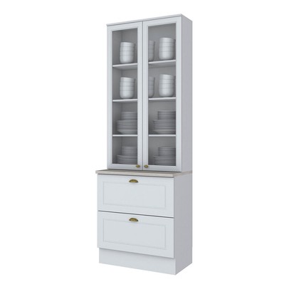 Cristaleira Americana 2 Portas 2 Gavetas 100% Mdf Branco Hp - Henn