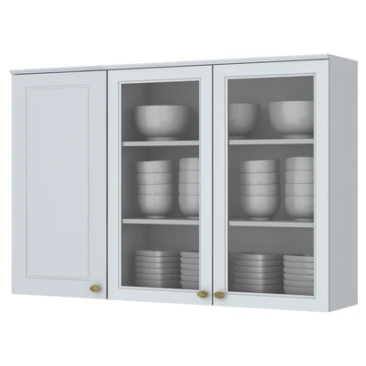 Armário Aéreo Cozinha 120 Cm Americana 3 Portas 100% Mdf Branco Hp C363 - Henn