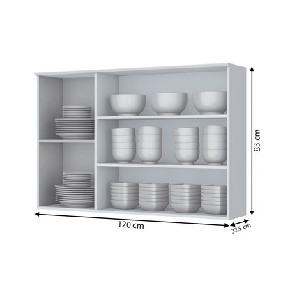 Armário Aéreo Cozinha 120 Cm Americana 3 Portas 100% Mdf Branco Hp C363 - Henn