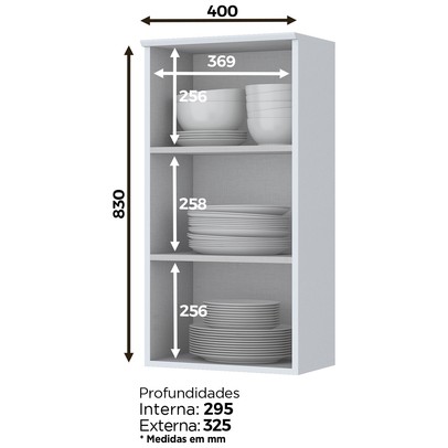 Armário Aéreo Cozinha 40 Cm Americana 1 Porta 100% Mdf Branco Hp C364 - Henn