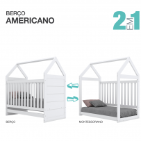 Berço Americano Montessoriano 2 em 1 100% Mdf Branco Hp - Henn