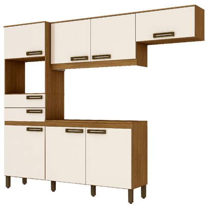 Cozinha Compacta 7 Portas 2 Gavetas Nature/Off White B107 - Briz