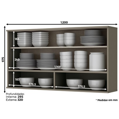 Armário Aéreo Cozinha 120 Cm Connect 1 Porta 100% Mdf Duna - Henn