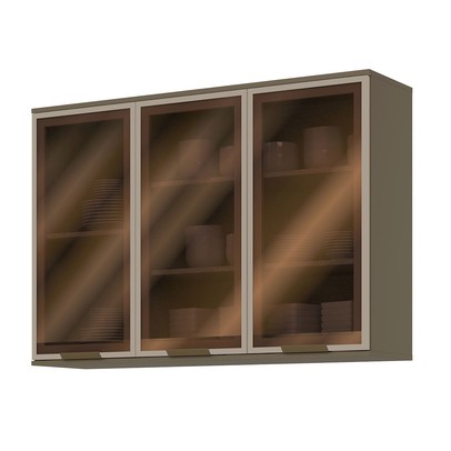 Armário Aéreo Cozinha 120 Cm Connect 3 Portas com Vidro 100% Mdf Duna - Henn