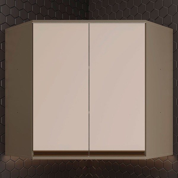 Armário Aéreo Cozinha 79 Cm Connect Oblíquo 2 Portas 100% Mdf Duna/Cristal - Henn