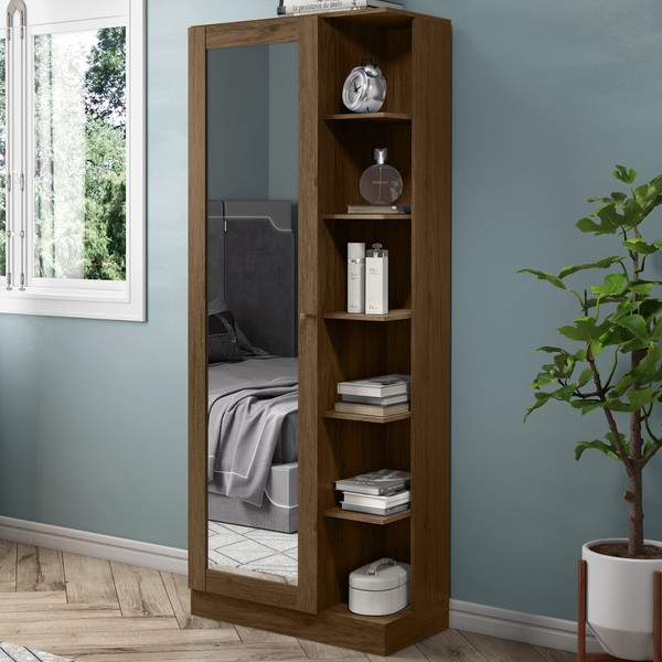 Sapateira Duetto 1 Porta Espelhada Castanho Hp - Henn