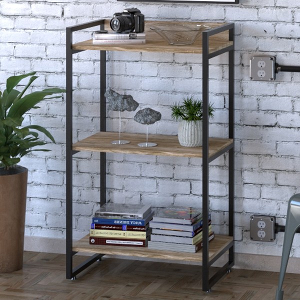 Estante para Livros 3 Prateleiras Kuadra Carvalho - Compace