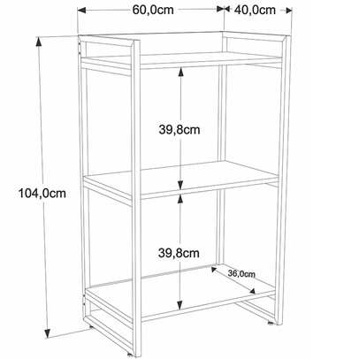 Estante para Livros 3 Prateleiras Kuadra Nogal - Compace