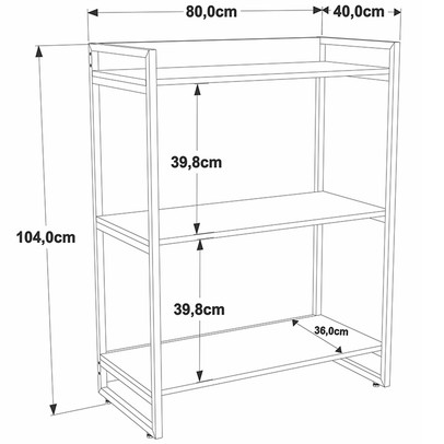 Estante para Livros 3 Prateleiras Nogal 8390- Compace