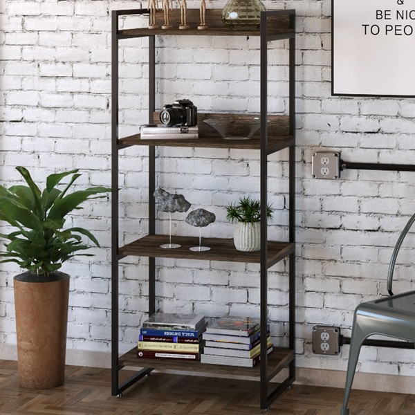 Estante para Livros 4 Prateleiras Carvalho Dark 8391 - Compace