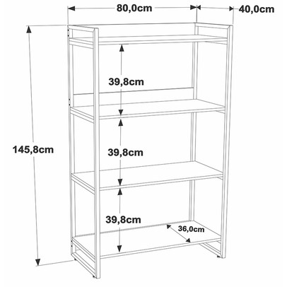 Estante para Livros 4 Prateleiras Nogal 8392 - Compace