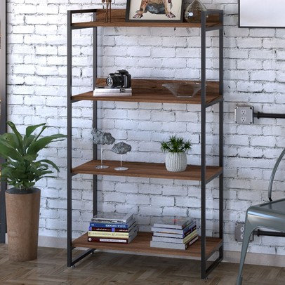 Estante para Livros 4 Prateleiras Nogal 8392 - Compace