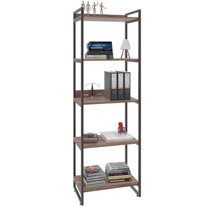 Estante para Livros 5 Prateleiras Nogal 8393 - Compace