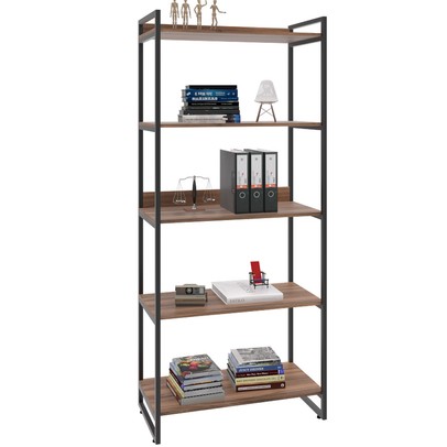 Estante para Livros 5 Prateleiras Nogal 8394 - Compace
