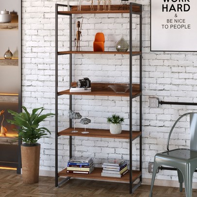 Estante para Livros 5 Prateleiras Nogal 8394 - Compace