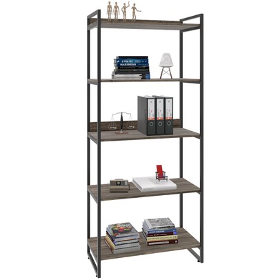 Estante para Livros 5 Prateleiras Carvalho Dark 8394 - Compace
