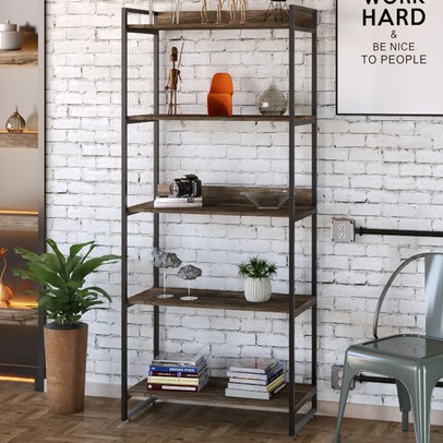 Estante para Livros 5 Prateleiras Carvalho Dark 8394 - Compace