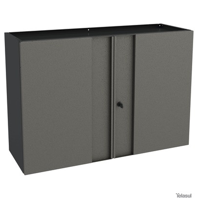 Armário Aéreo de Cozinha em Aço Multibox 2 Portas Cinza/Preto - Telasul