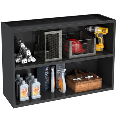 Armário Aéreo de Cozinha em Aço Multibox 2 Portas Cinza/Preto - Telasul