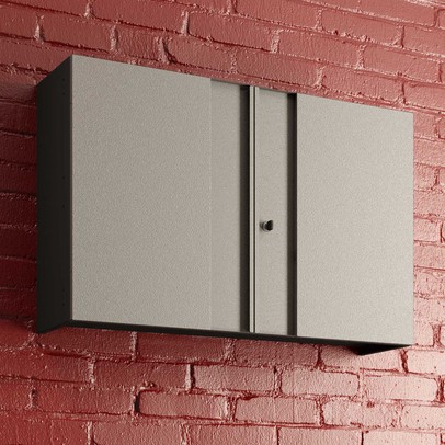 Armário Aéreo de Cozinha em Aço Multibox 2 Portas Cinza/Preto - Telasul