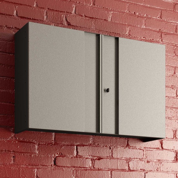 Armário Aéreo de Cozinha em Aço Multibox 2 Portas Cinza/Preto - Telasul