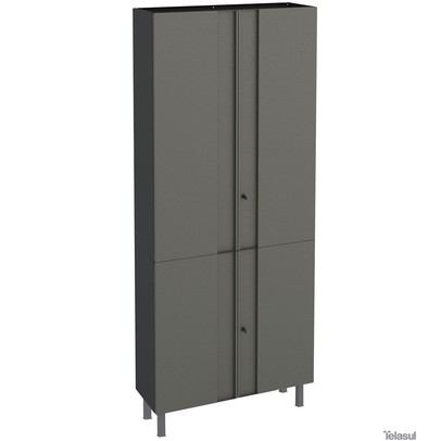 Armário Multiuso em Aço Multibox 4 Portas Cinza/Preto - Telasul