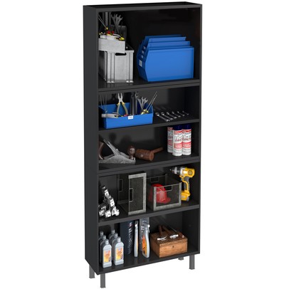 Armário Multiuso em Aço Multibox 4 Portas Cinza/Preto - Telasul