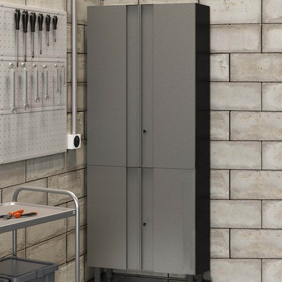 Armário Multiuso em Aço Multibox 4 Portas Cinza/Preto - Telasul